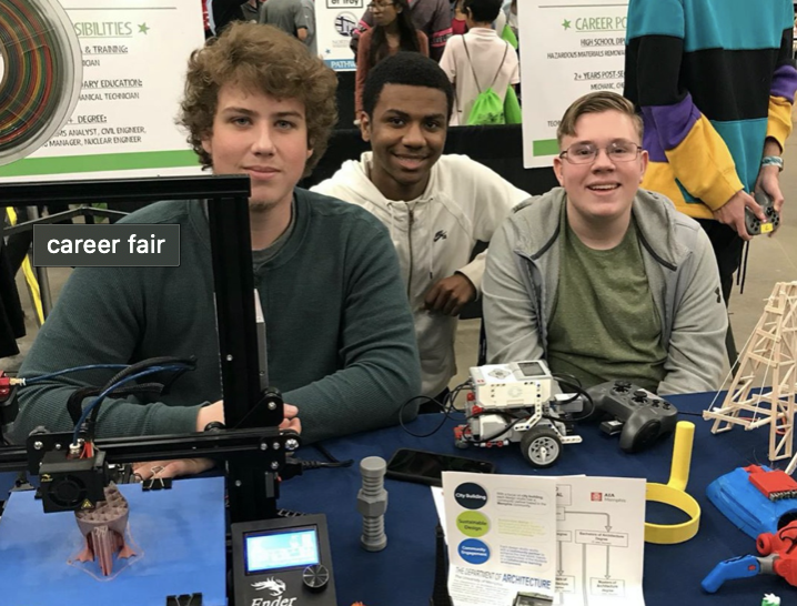 Students using a 3d printer