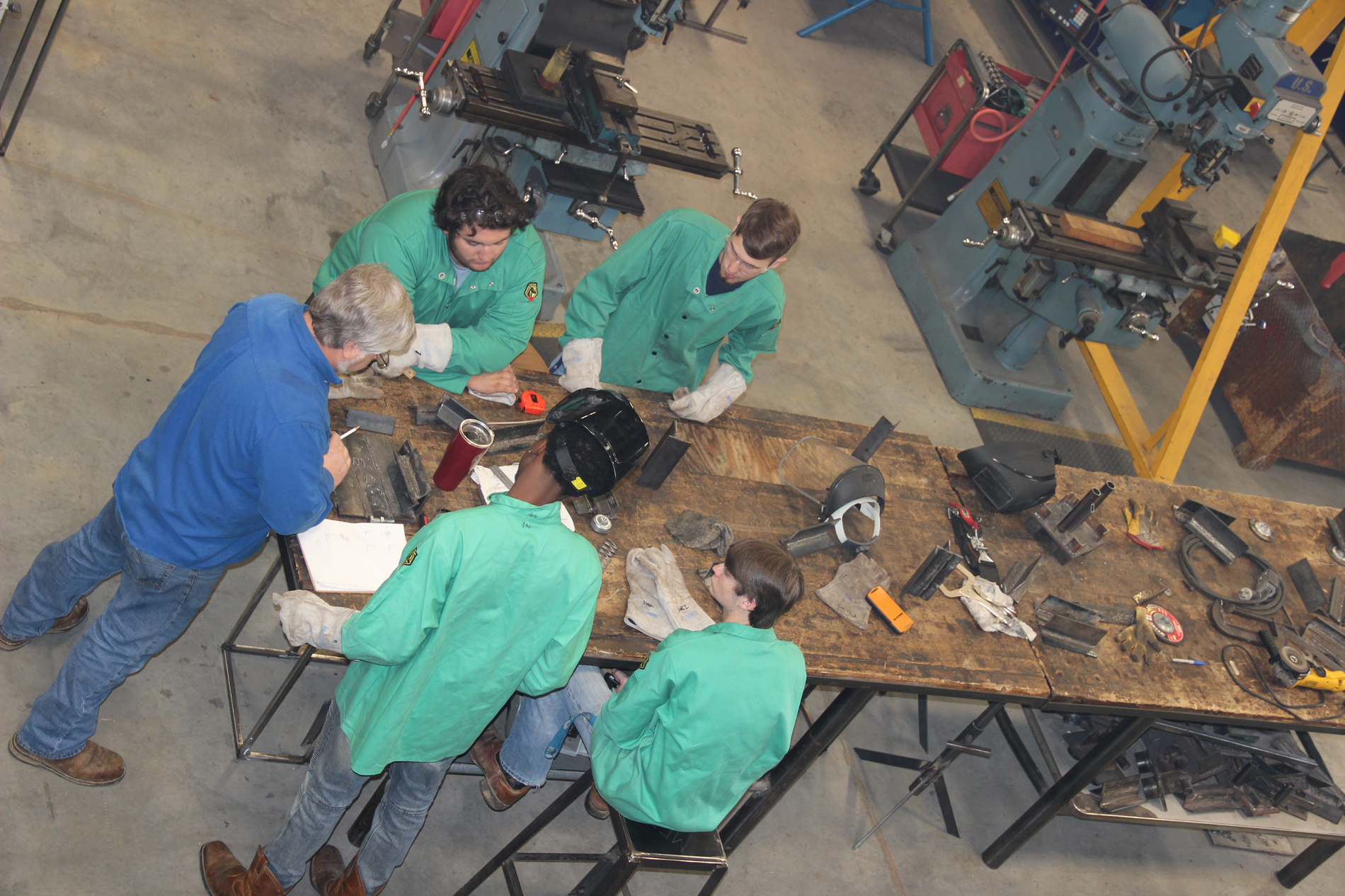 Students learning about welding