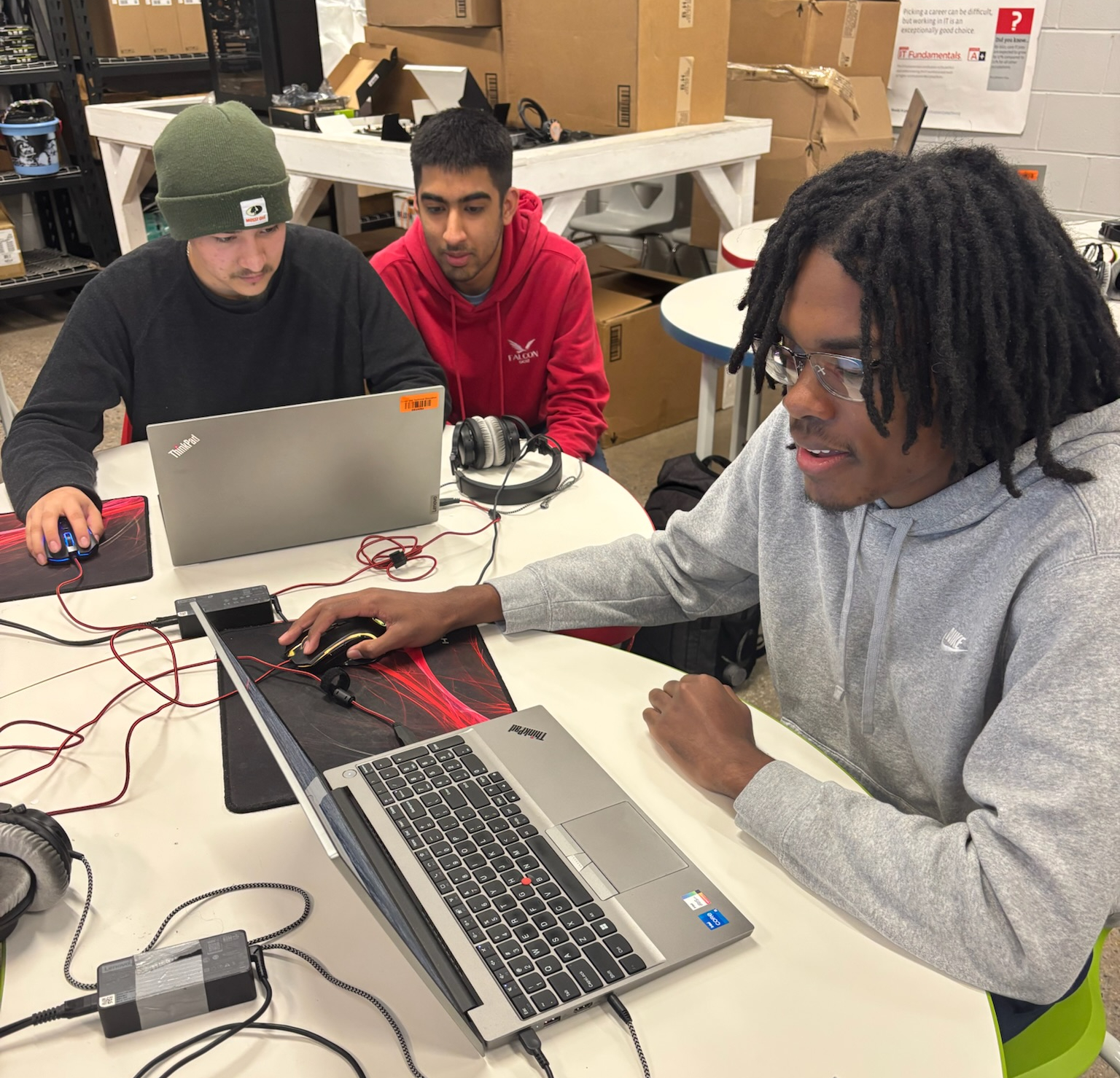 Students working on a computer