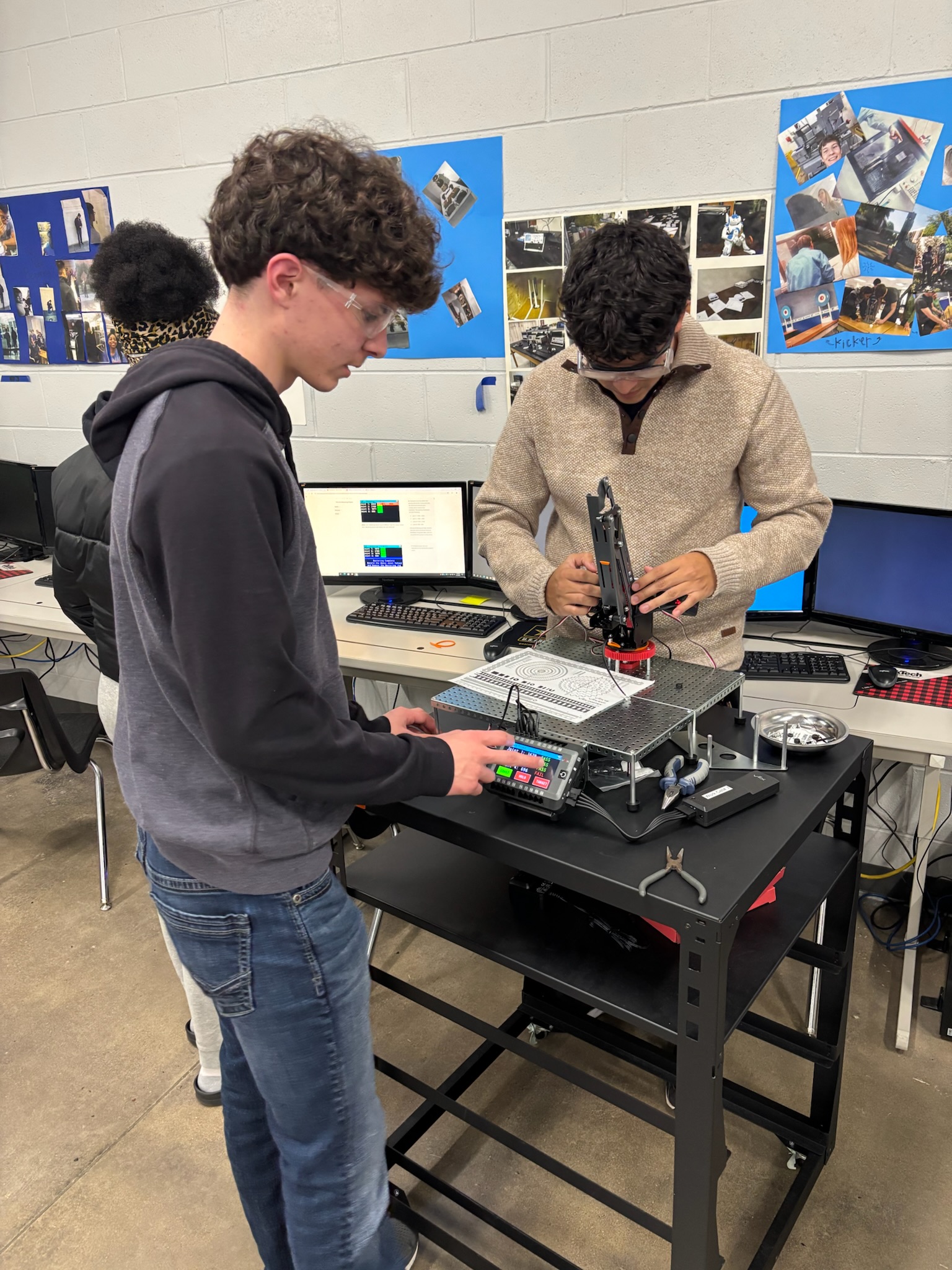 Students working on a robotics project
