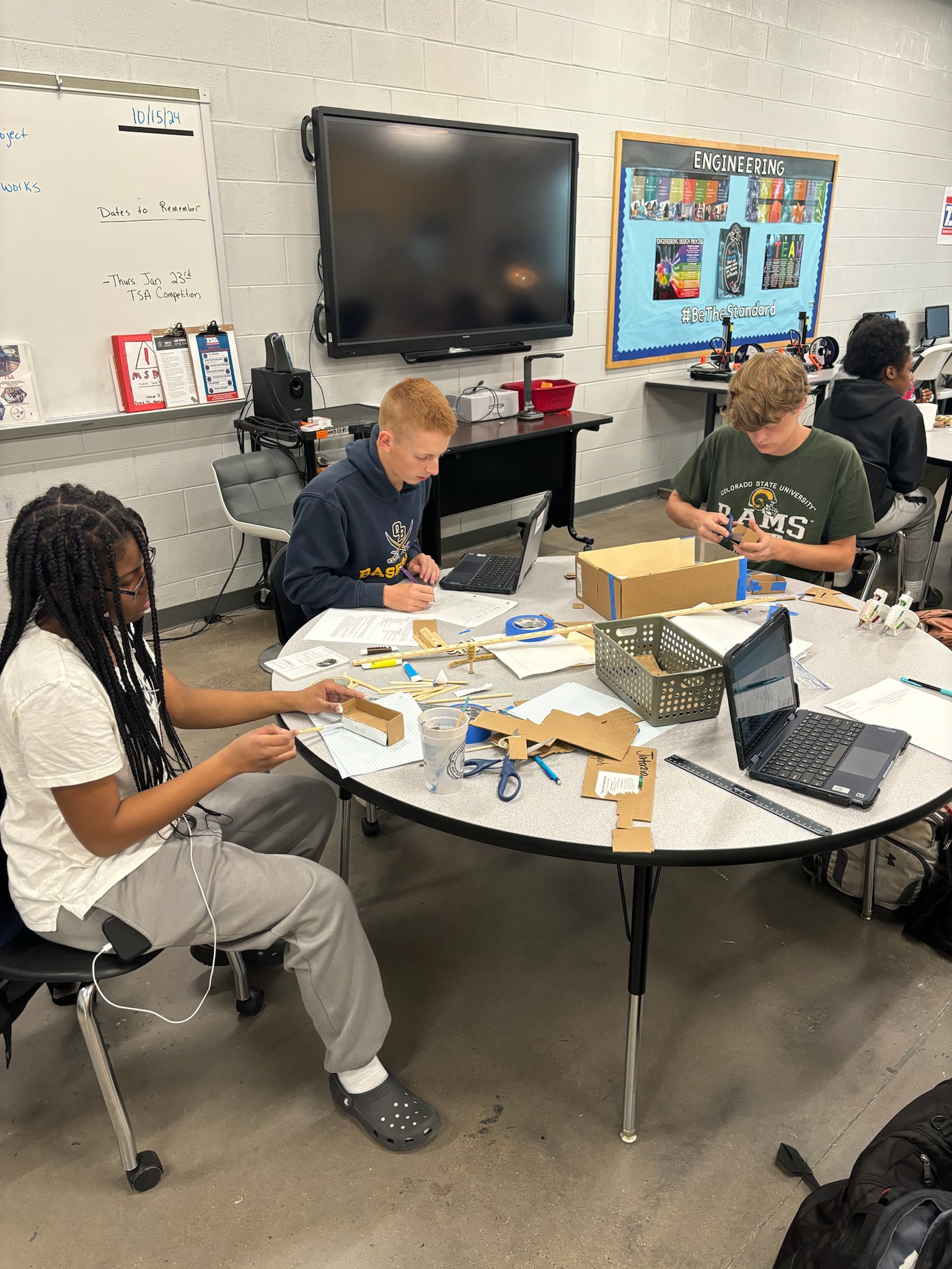 Students working on an engineering project