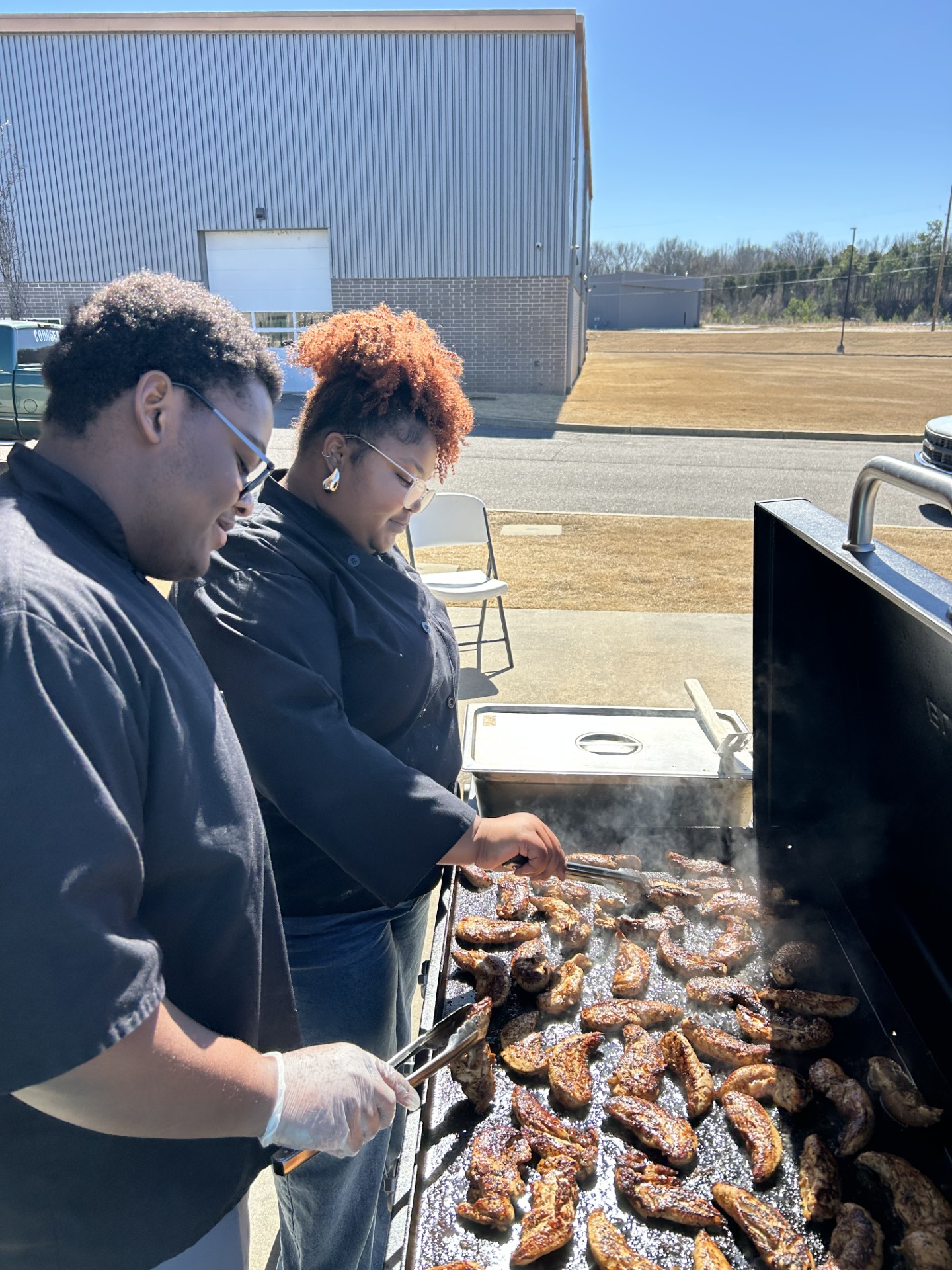 Students learning how to bake