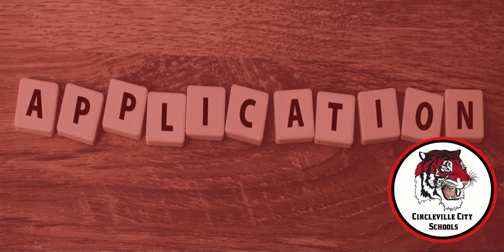 Application written in Scrabble letters with the Circleville logo at the bottom right.