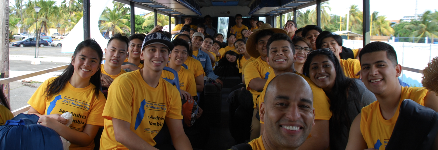 group of students on a bus