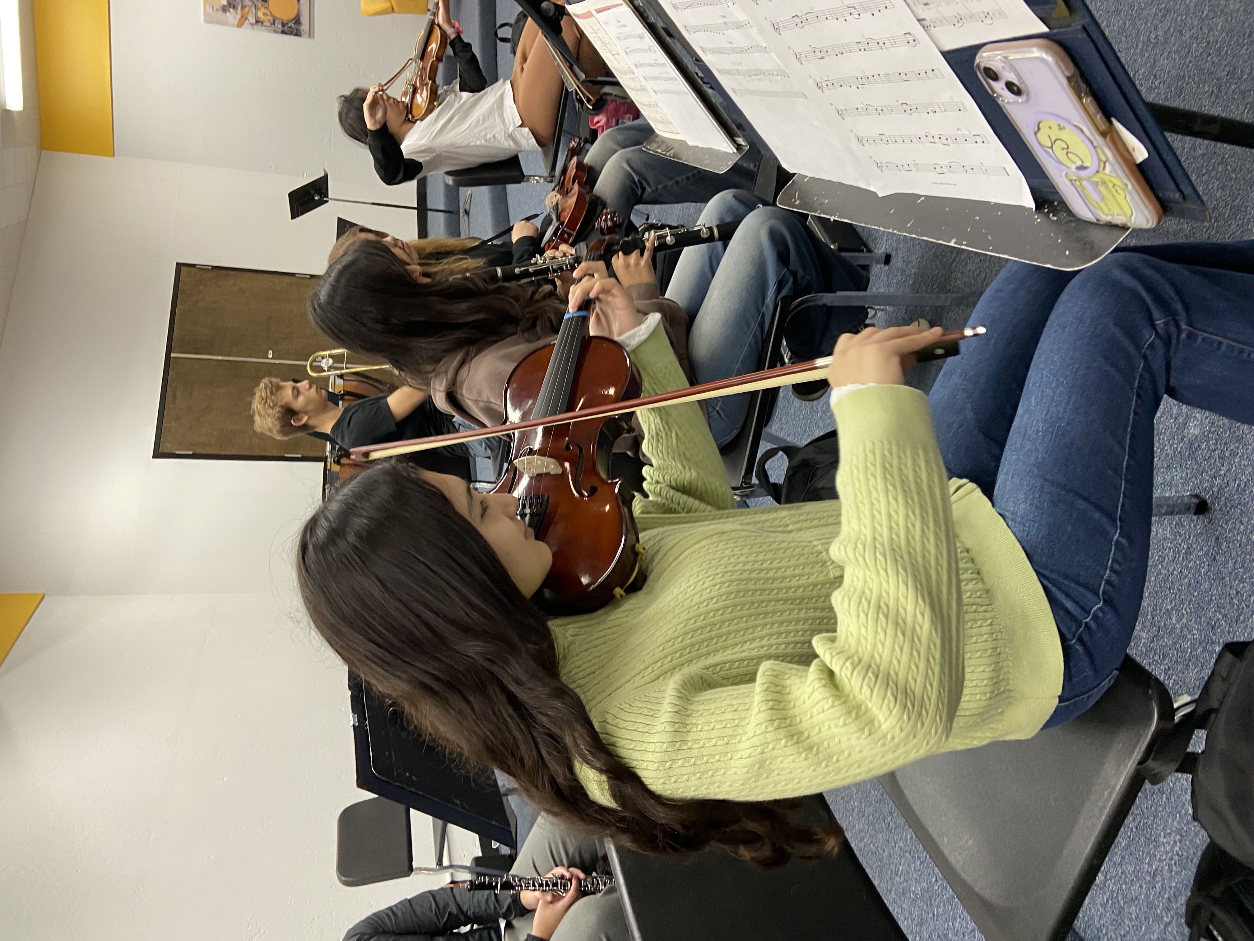 students with violins