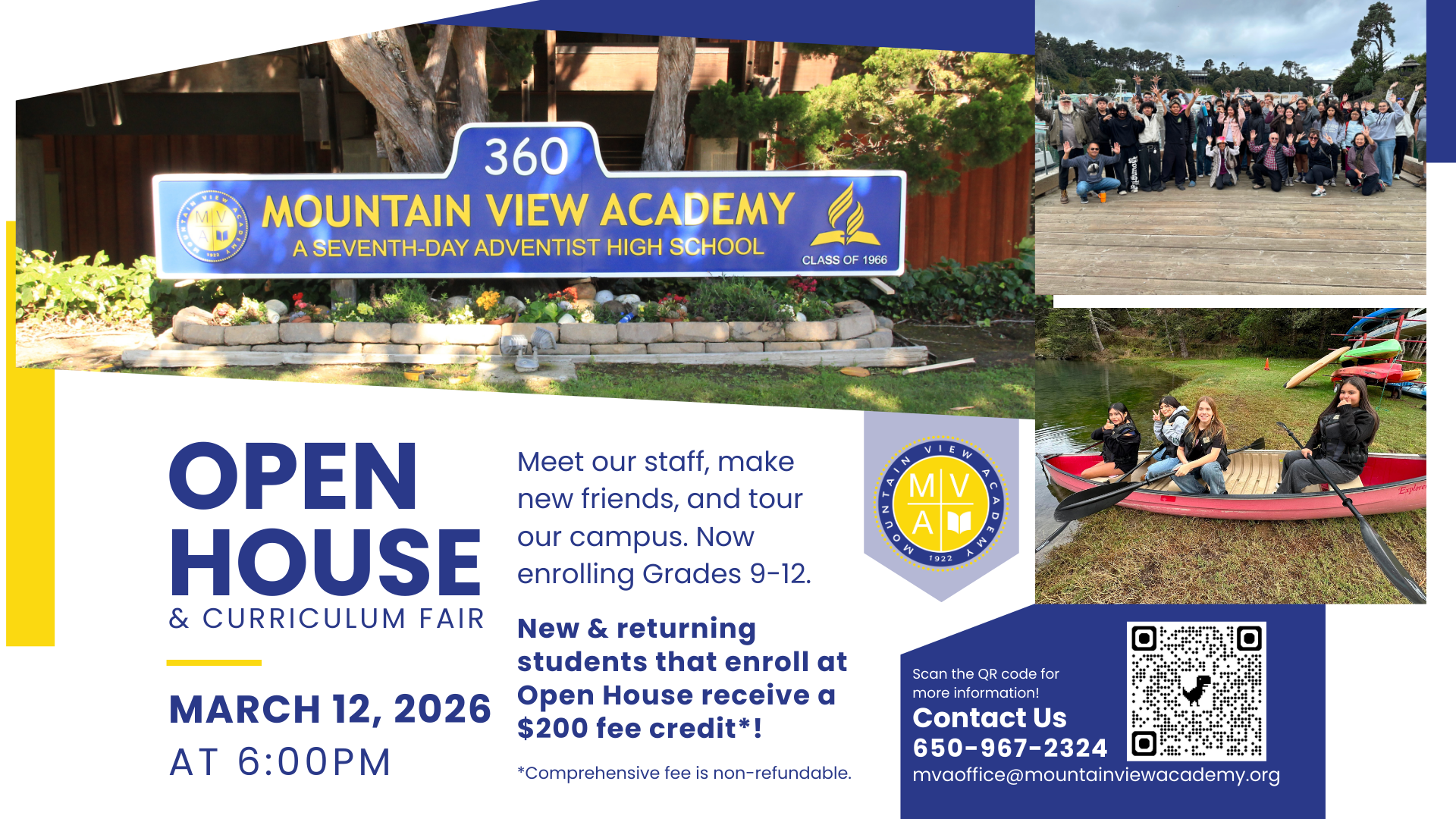 MVA Open House 2026 announcement slide