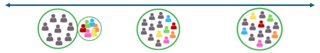 Continuum of MLE services infographc shows  MLE students being integrated