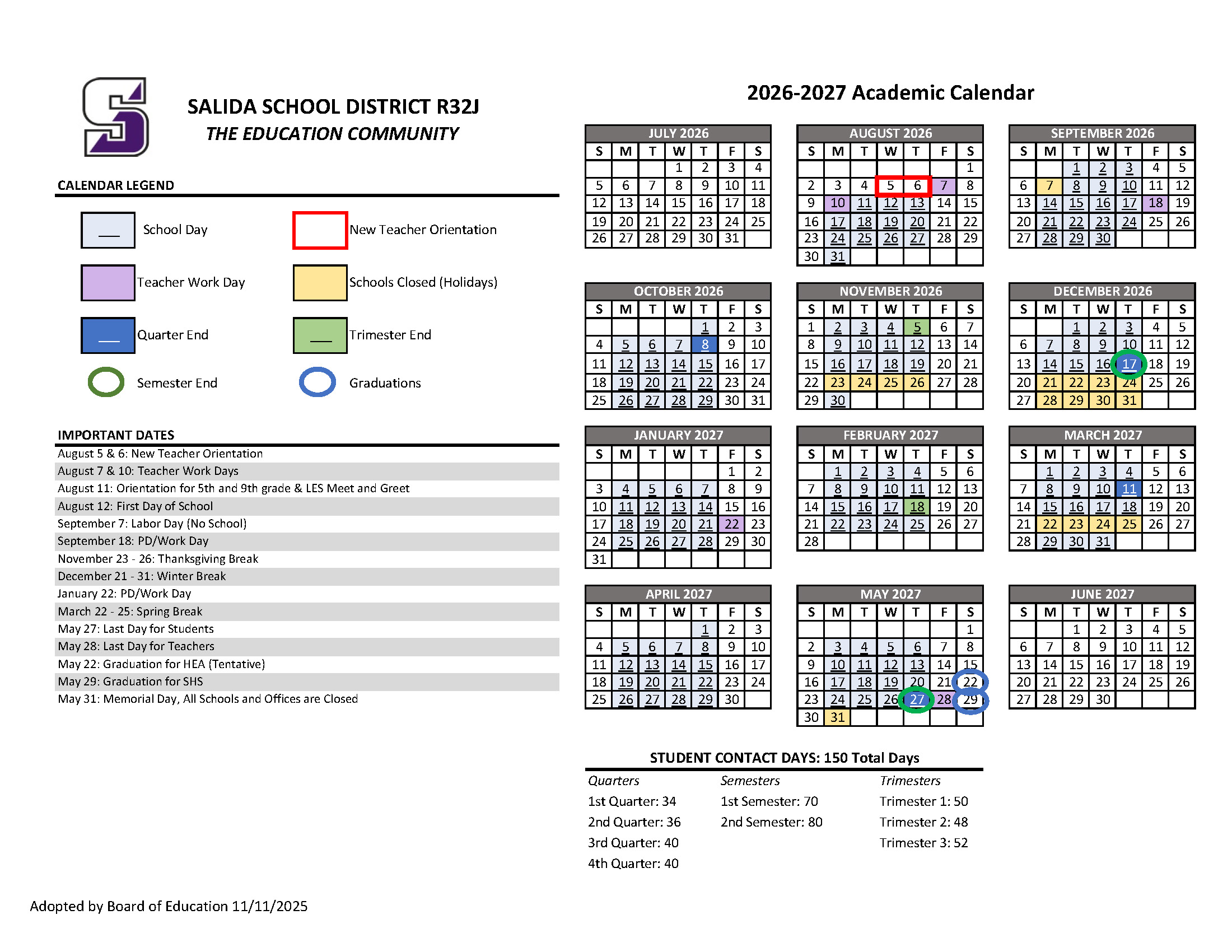 26-27 Academic Calendar