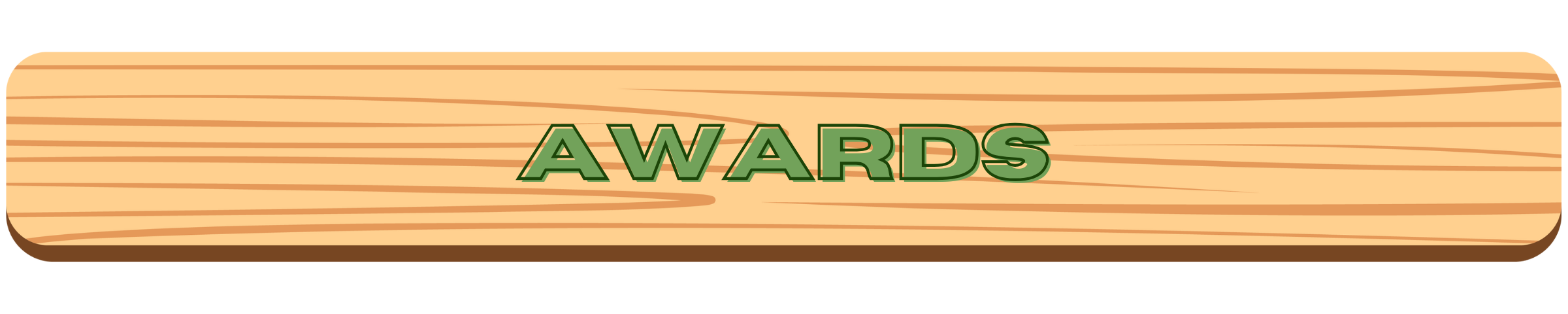 Awards text banner on a wood texture background