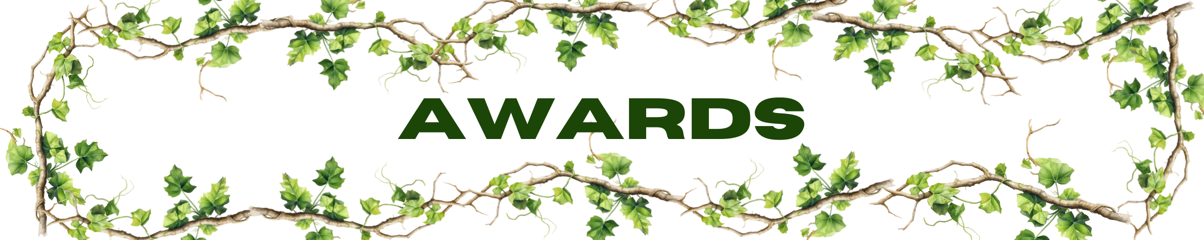 Awards text graphic with leafy vine border