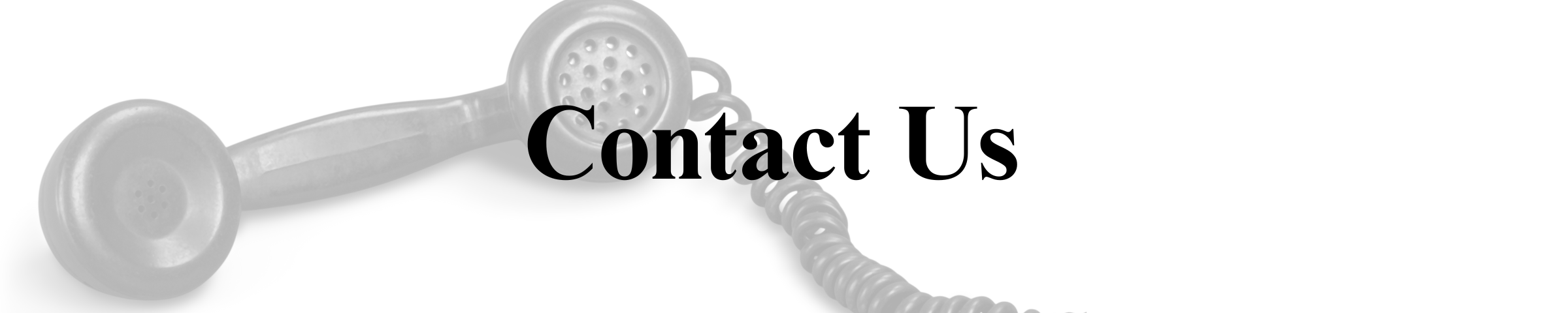 Contact Us text banner with a phone in the background