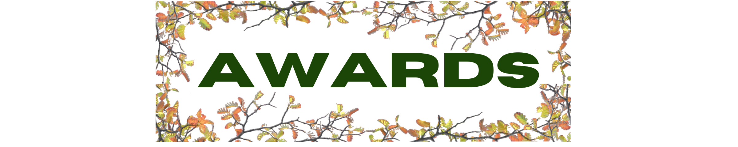Awards text graphic with leafy vine border