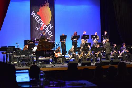 Miami East Jazz band on stage in Beavercreek.