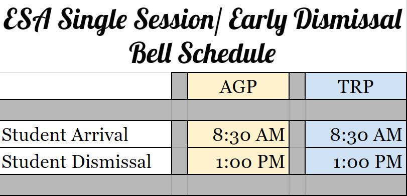 ESA Single Session Schedule