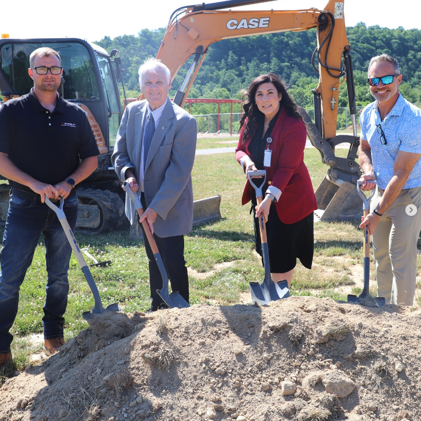 image of staff members and contractors breaking ground on the new tomahawk intermediate addition