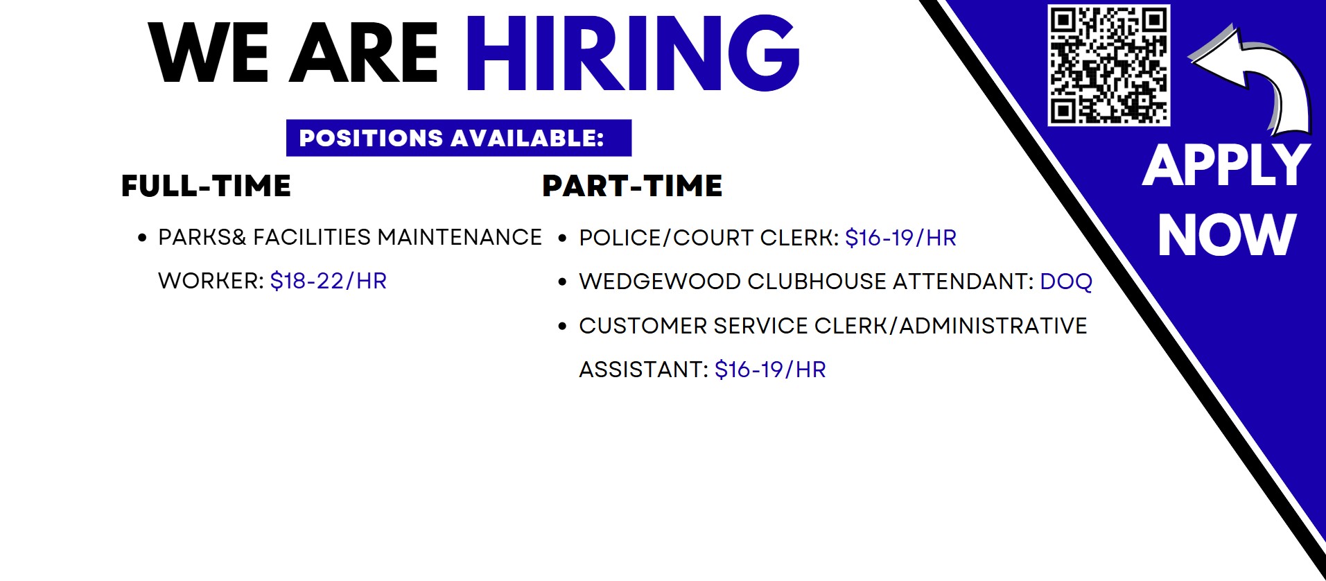 We Are Hiring Part &amp; Full Time Positions