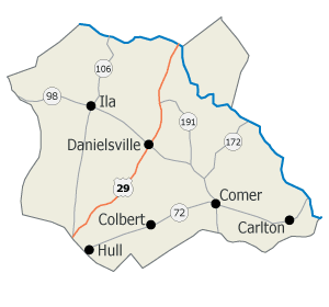 a small map of Madison county