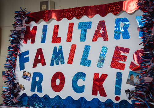 Military families rock sign