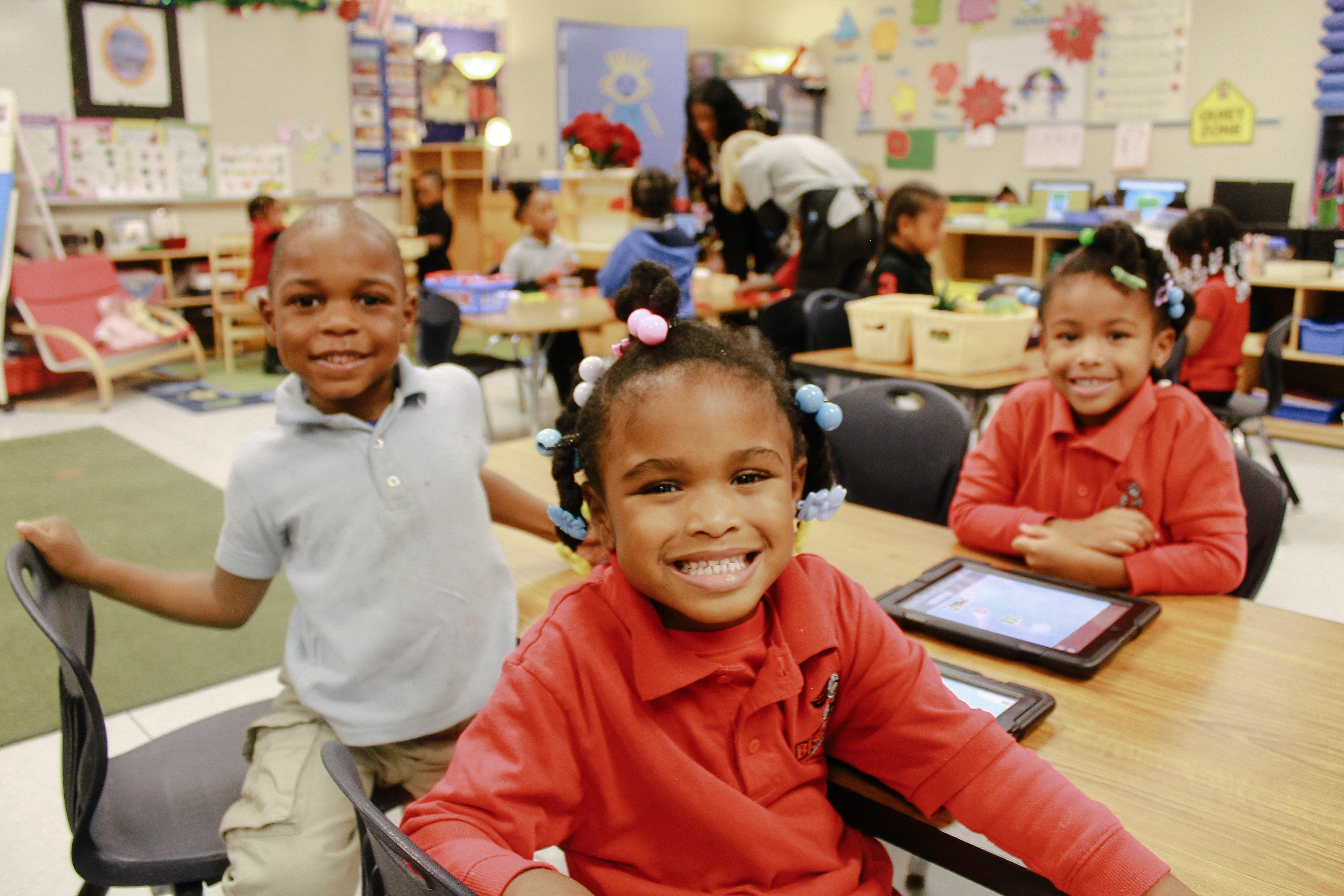 Kindergarten children smiling