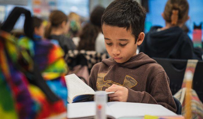 student reading