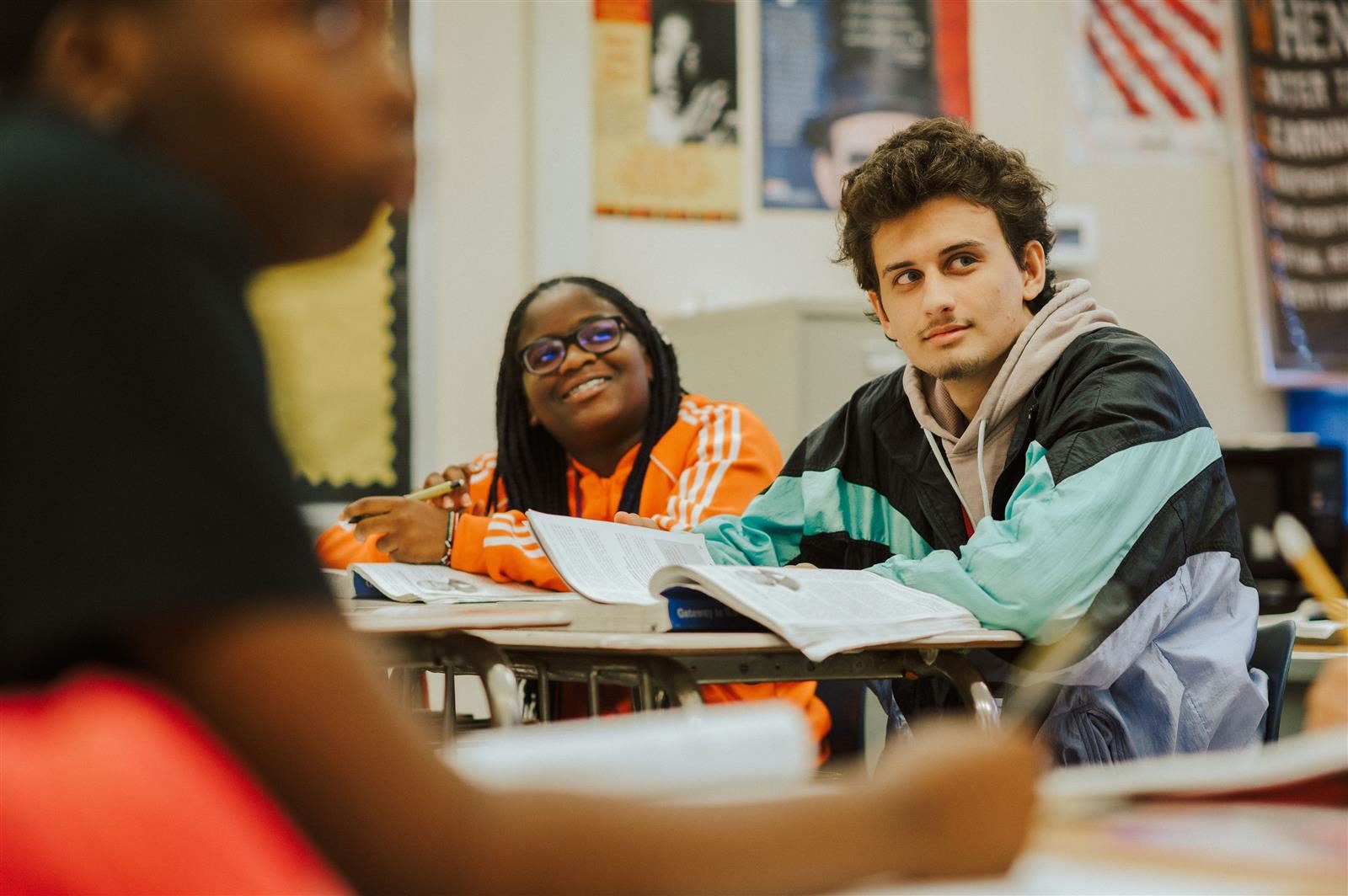 Students paying attention in class