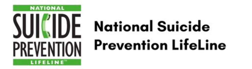 The image shows a poster for National Suicide Prevention Lifeline.