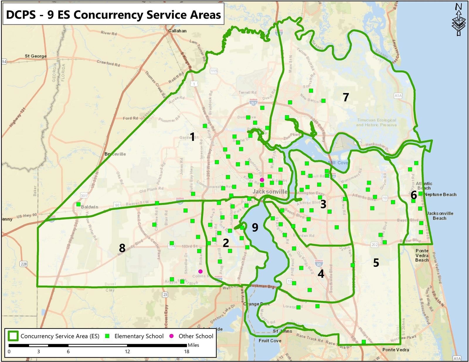 DCPS - 9 ES Concurrency Service Areas map