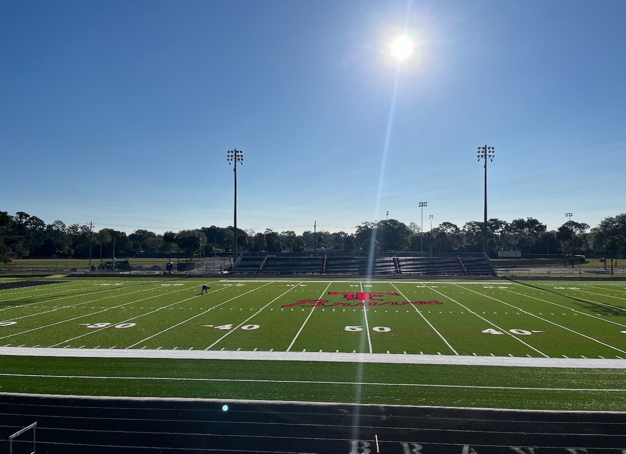 New turf football field at Terry Parker High School