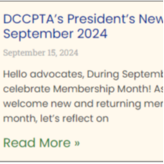 DCCPTA Sept. 2024 President's Newsletter. Click for the letter.