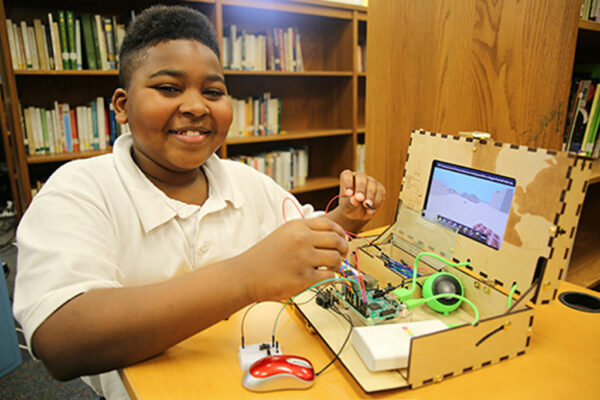 Kid with tech project