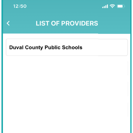 This screen shot shows "Duval County Public Schools" under the heading, List of Providers.