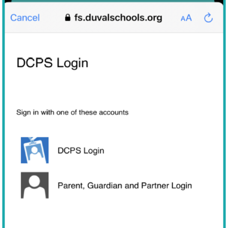 Screenshot of the Duval County Public Schools login page