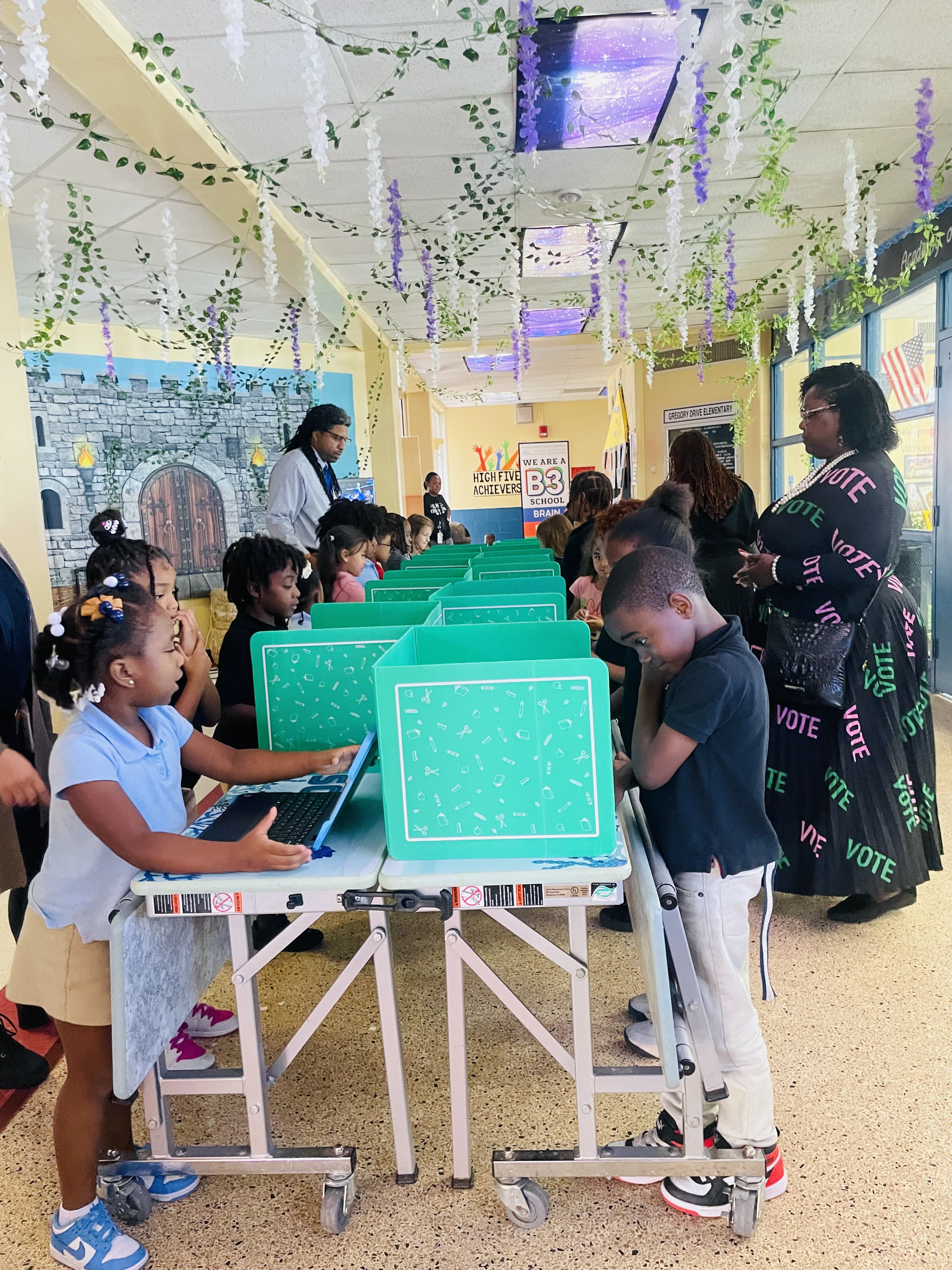 Gregory Drive Elementary students cast their ballots in a Student Council election