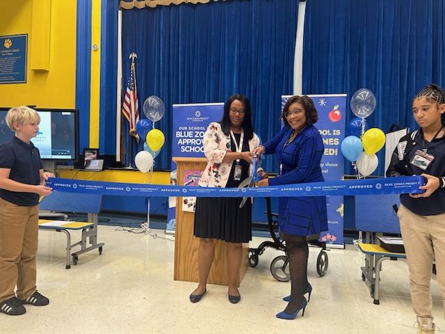 Mattie V Rutherford designated as a Blue Zones approved school in a ribbon cutting ceremony