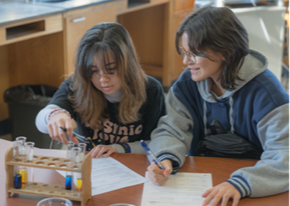 Student working on a science work