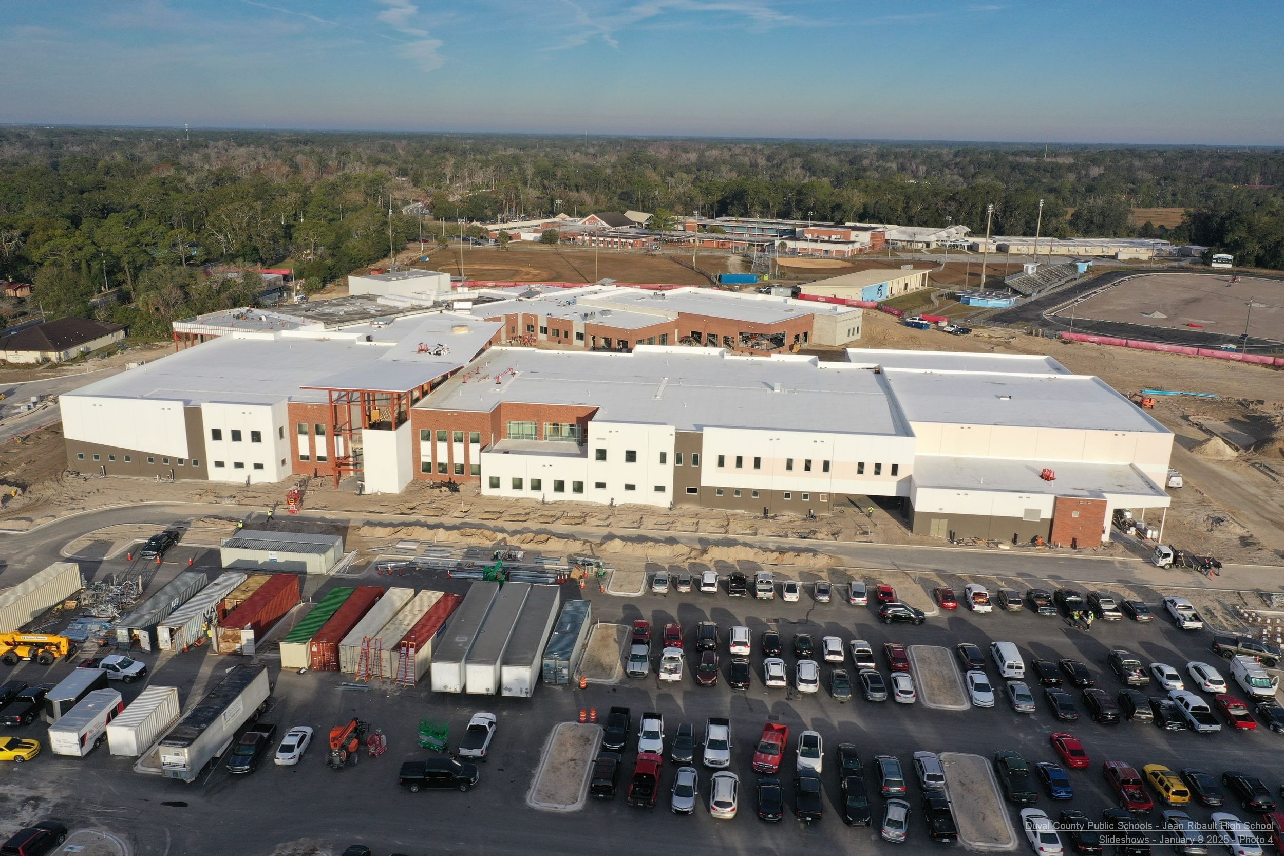 Aerial view of facility being built