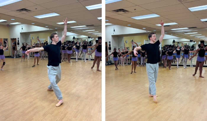 American Ballet Theater member and LaVilla alum Joseph Markey teaches dance class