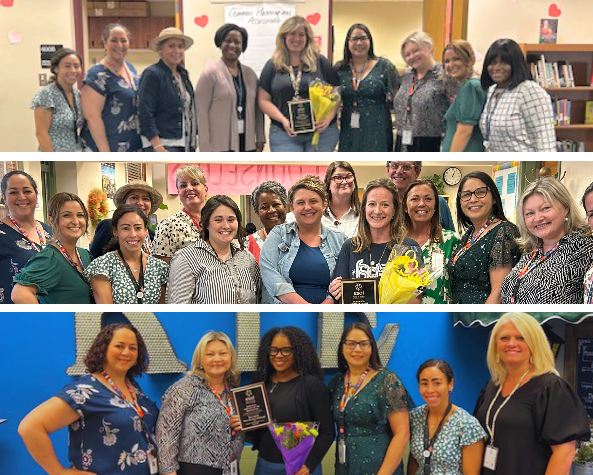 Georgine Mondestin-Hillman of Kernan Trail Elementary School, Alexandria Fields of Lake Shore Middle School, and Amanda Zagrodny of Mandarin High School