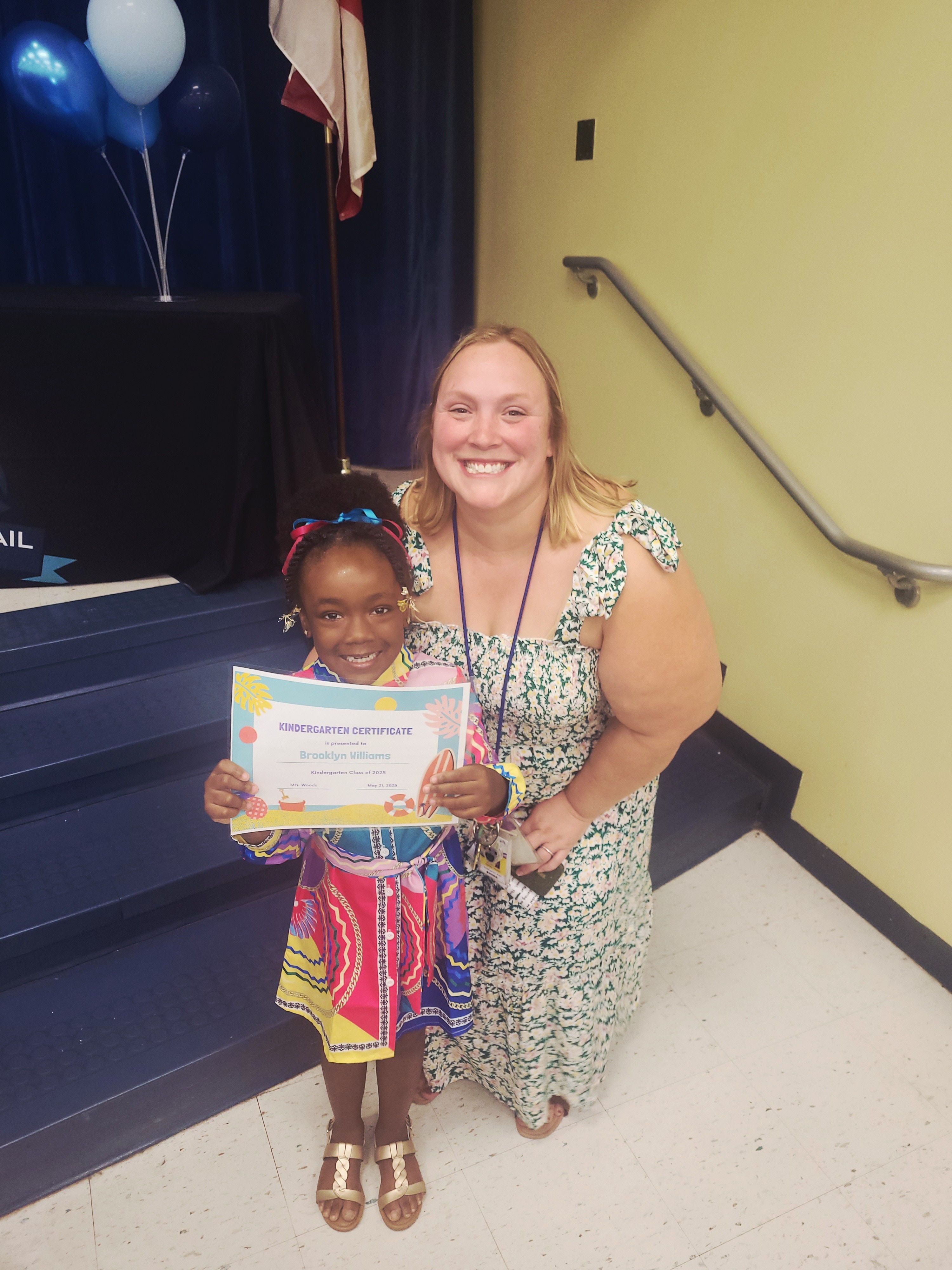Chaffee Trail Elementary Kindergarten teacher Ashley Woods and student Brooklyn Williams