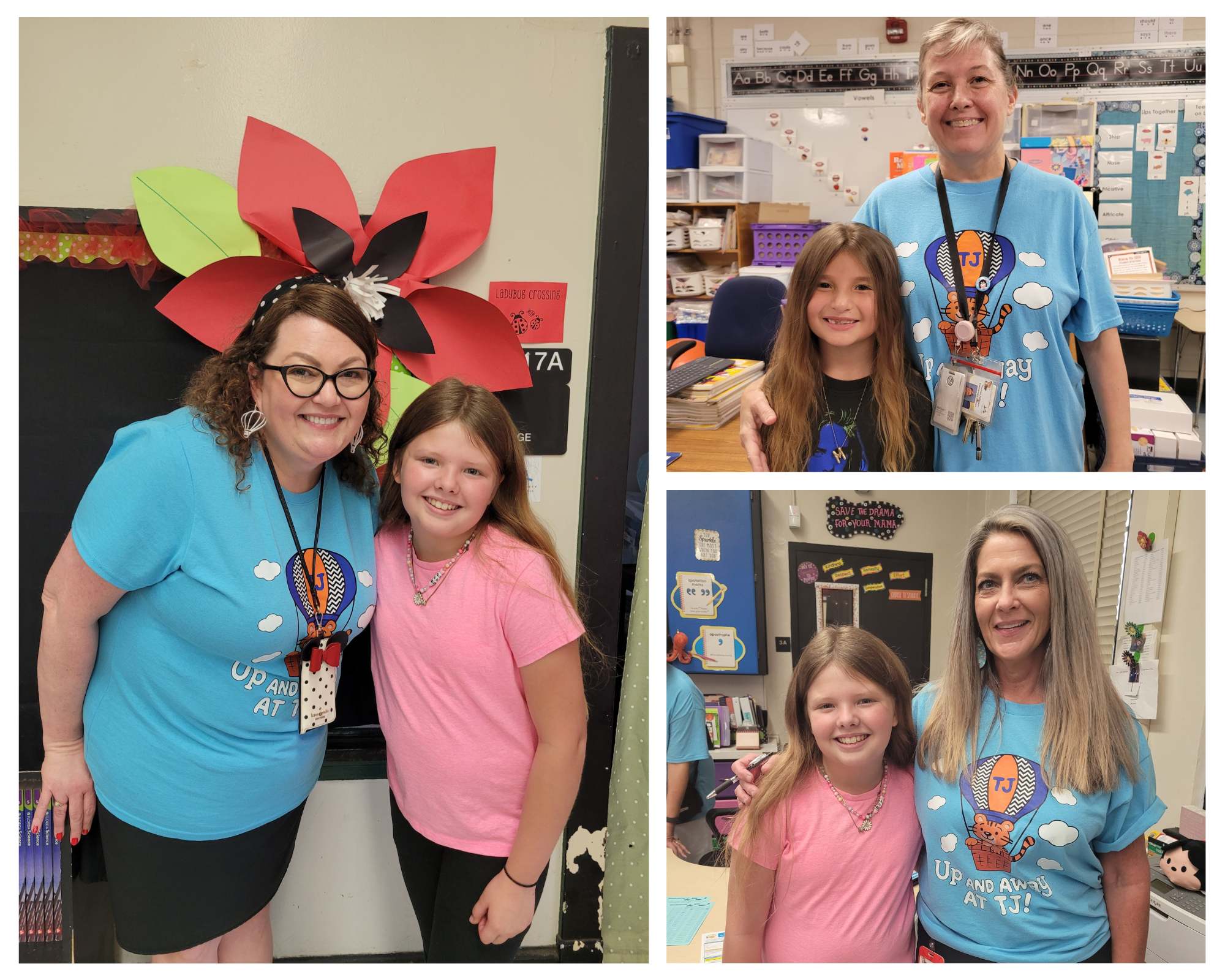 various shots of a student and teachers at Thomas Jefferson ES