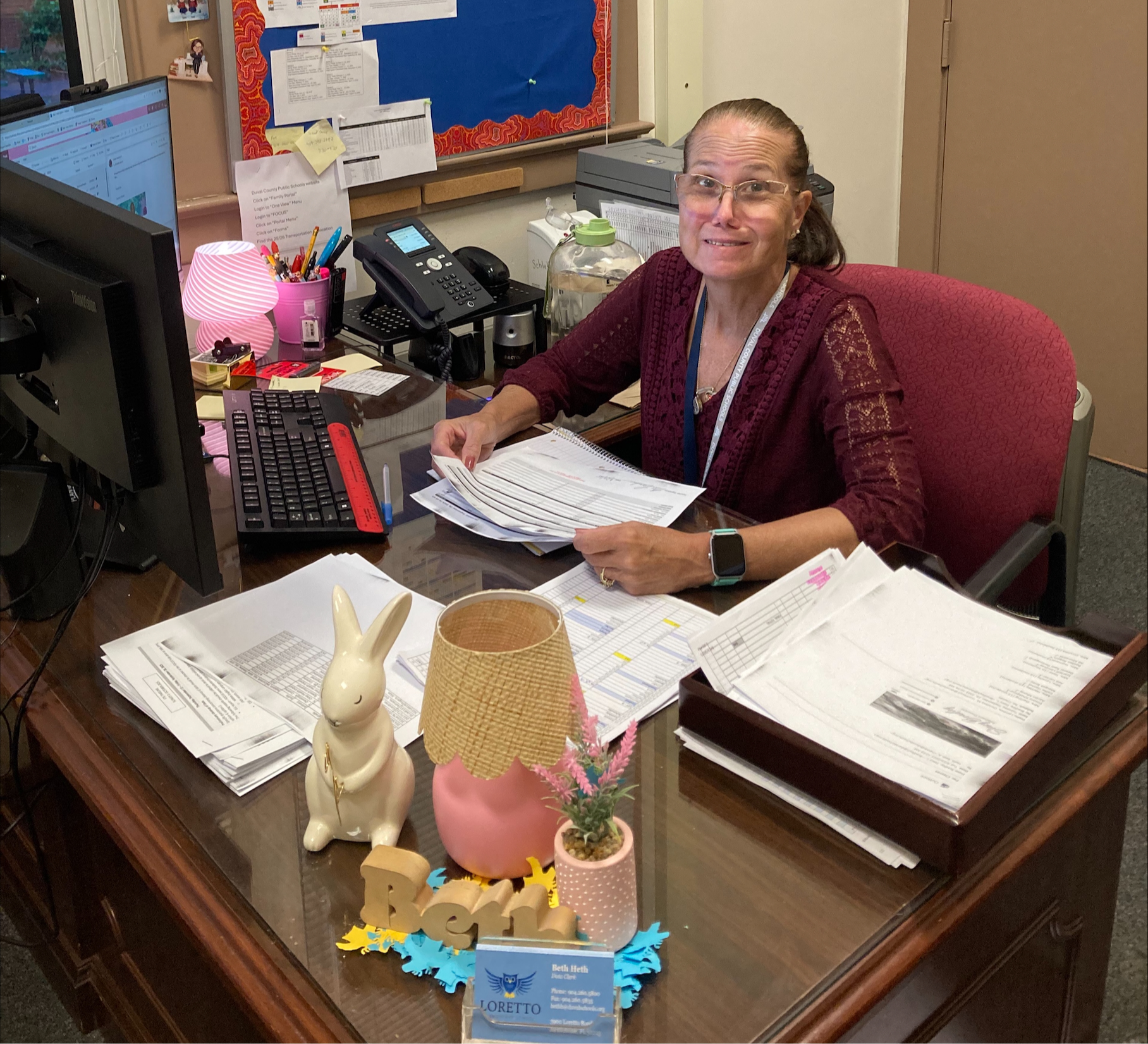 Loretto Elementary Data Clerk, Beth Heth