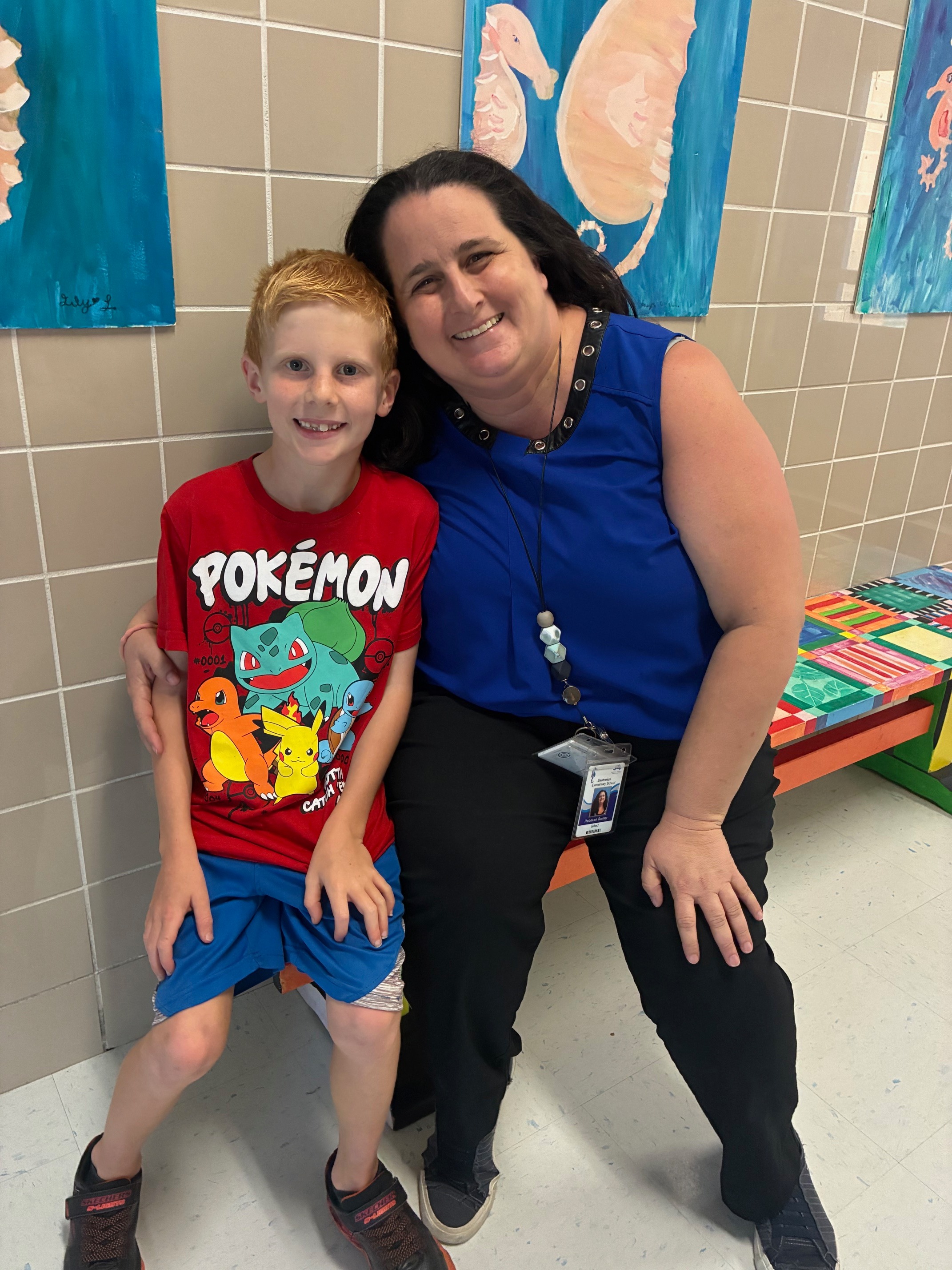 Seabreeze Elementary teacher Rebekah Romer and a student