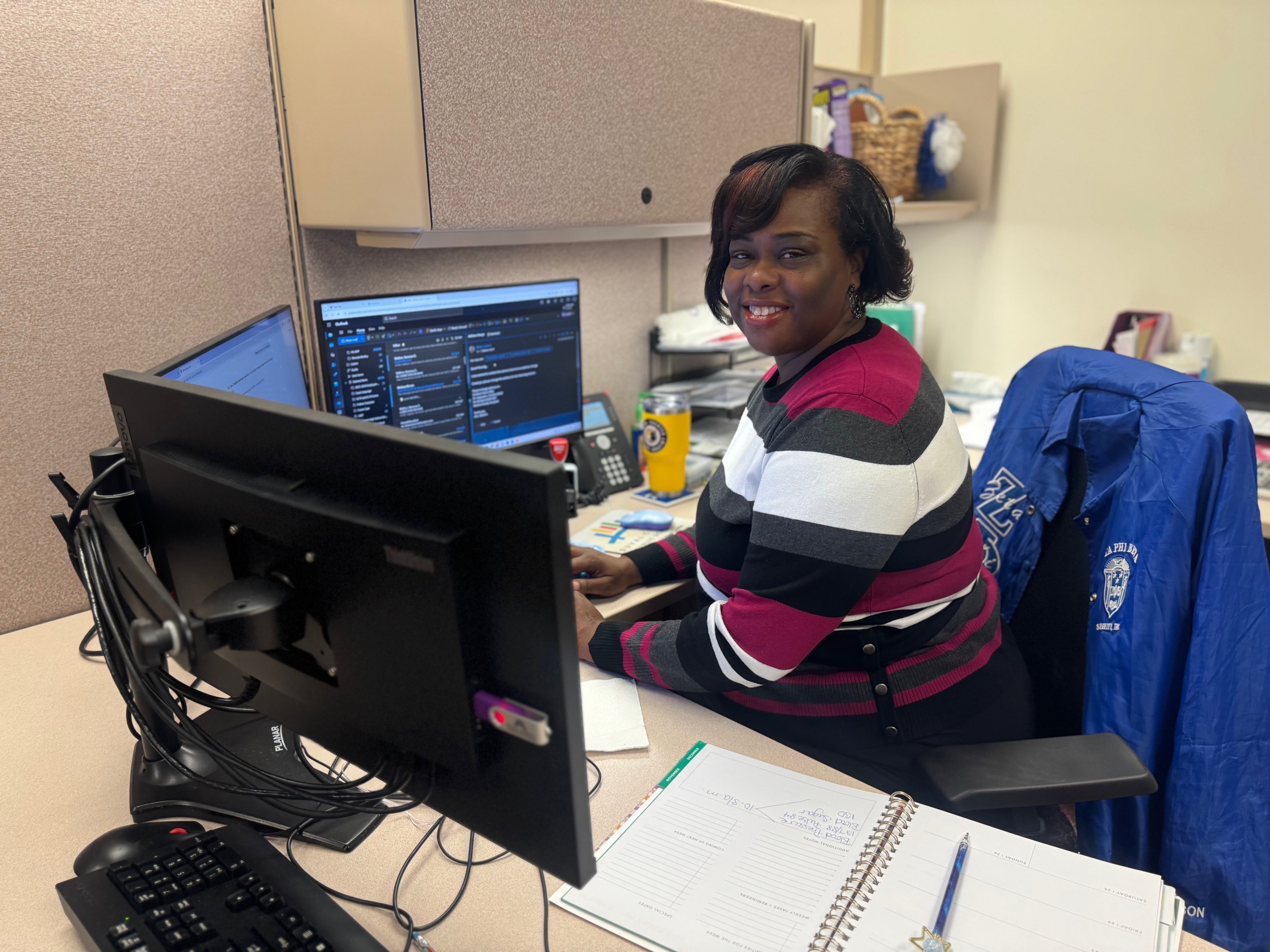 Lisa Gadson at her desk