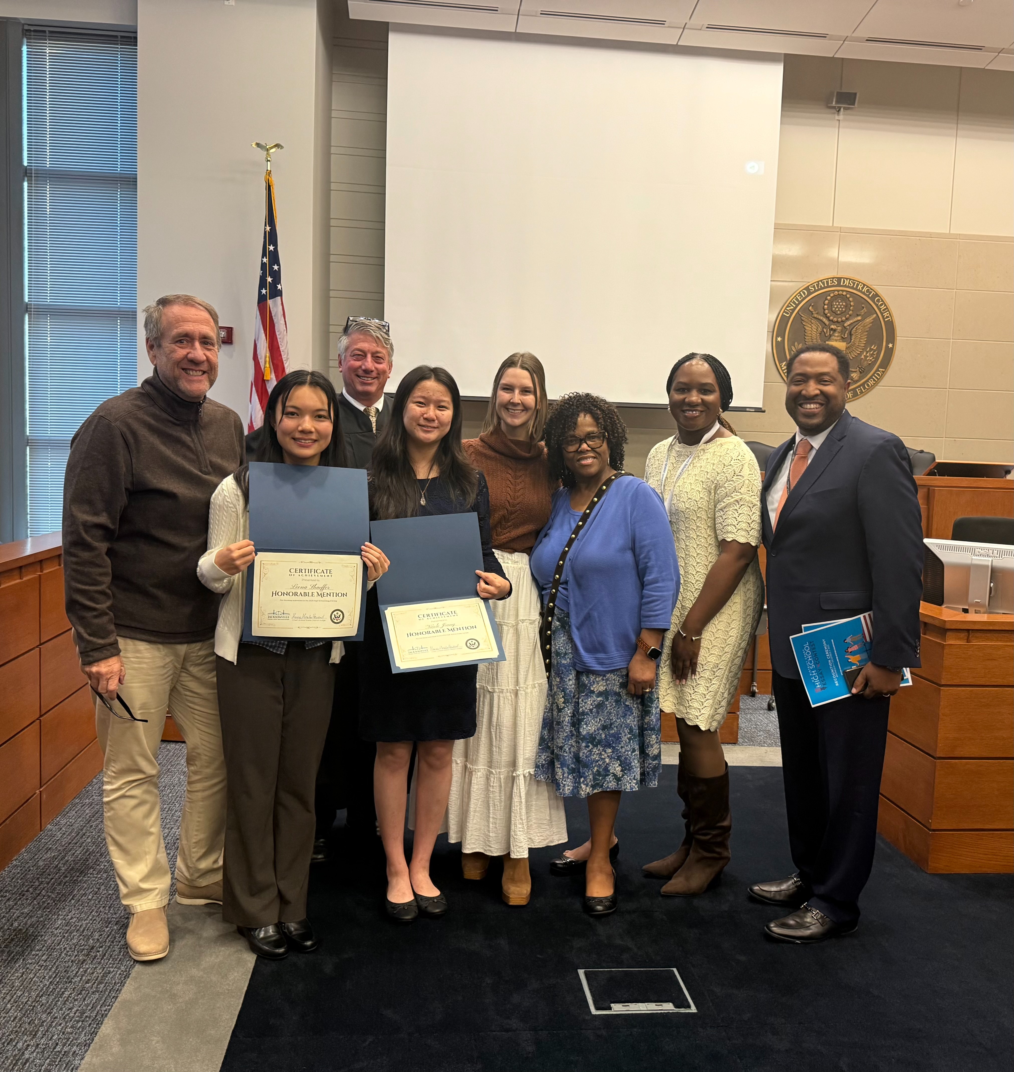 2025 High School Essay Contest winners Nicole Jiang and Leona Shaffer