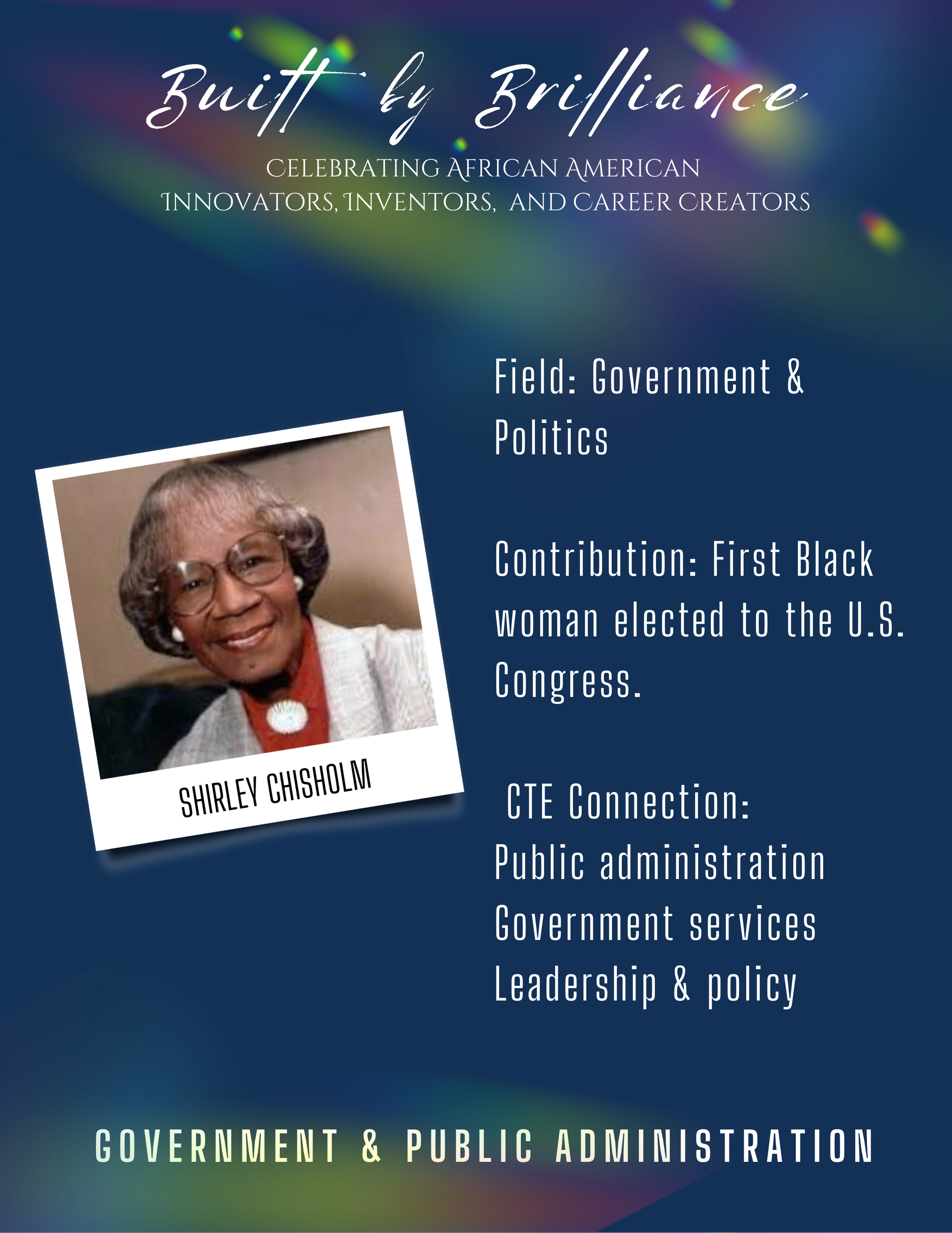 Image of African-American woman with text explaining their contribution to government and public administration career pathway.