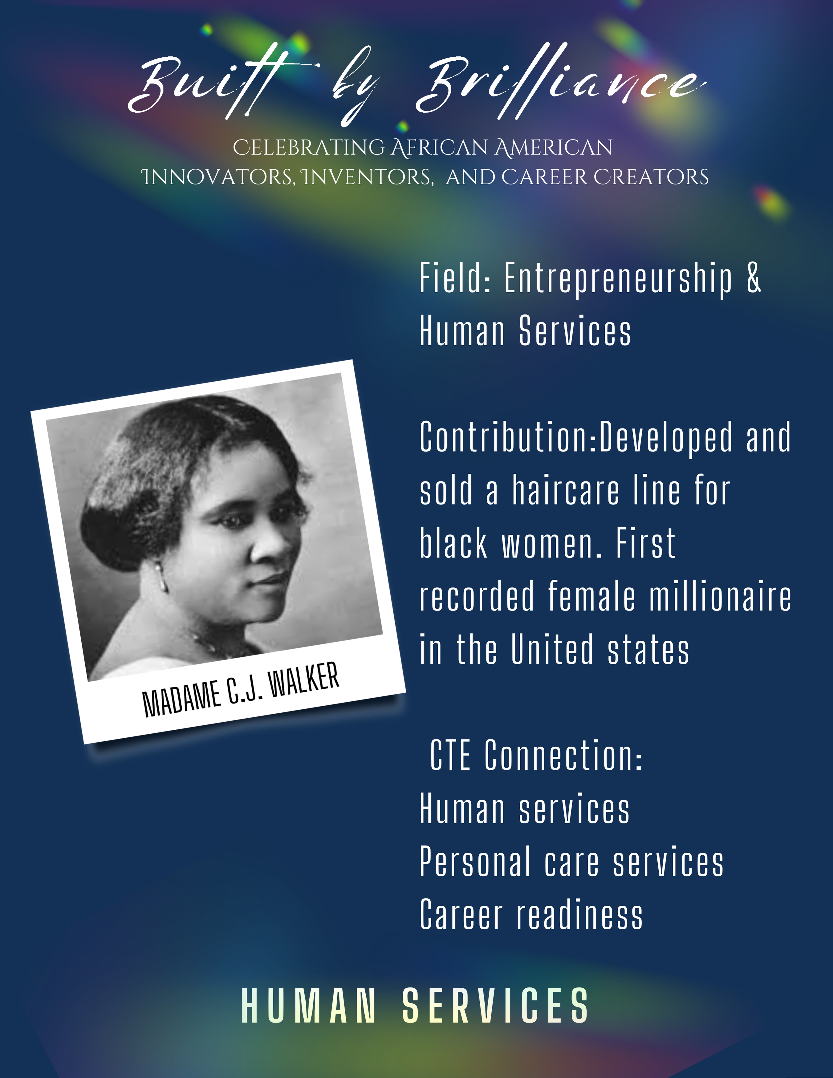 Image of African-American woman with text explaining their contribution to human services career pathway.