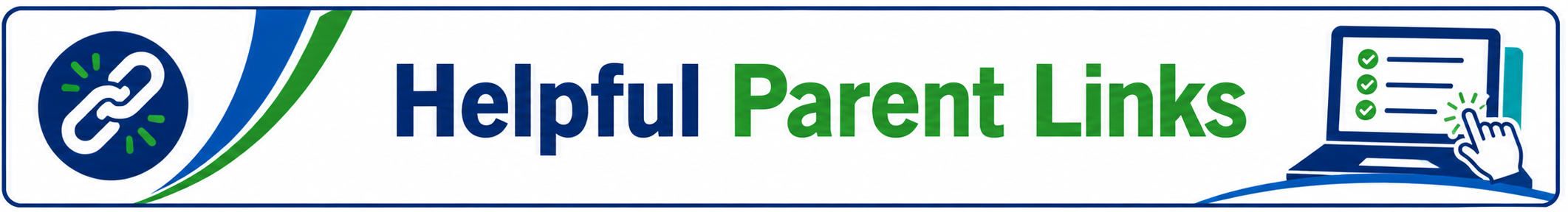 Logo with white background, text "Helpful Parent Links", a stylized document, and a computer screen in the corner.