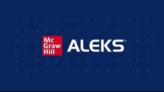 Blue background with white dots, "Mc Graw Hill ALEKS" logo in white and red with red square and "Mc Graw Hill" in white.