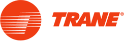 Red circle with white lines and 'TRANE' text in bold red, against a white background.