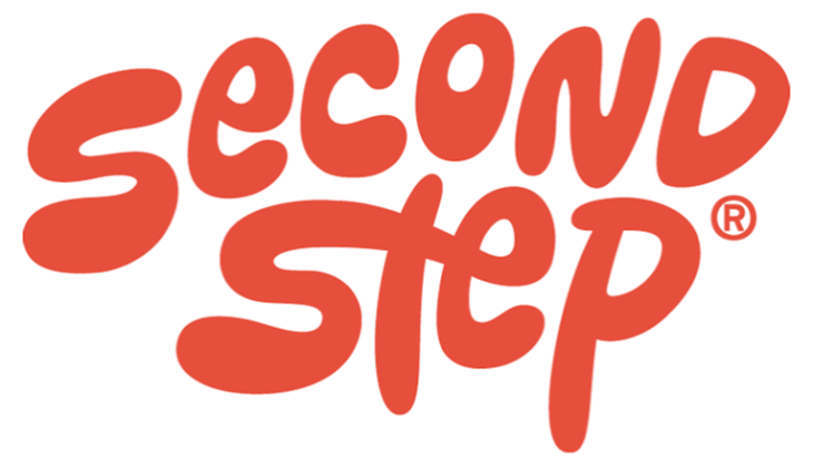 Logo for "Second Step" with bold, orange letters on a white background. The word "Second" is larger, followed by "Step" in a smaller font.